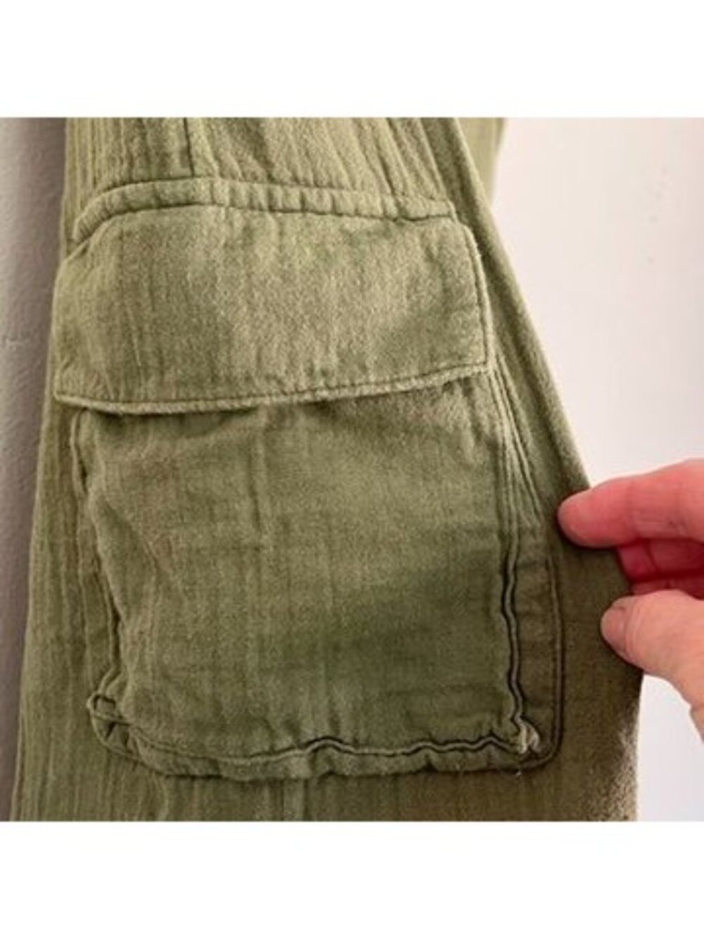 Old Navy Girls Sz M (8) Gauzy Cotton Wide Leg Pants Olive Green Beachy Vacation - Picture 2 of 8